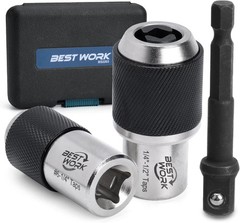 3Pcs Adjustable Tap Socket Set, 3/8″ Drive Tap Holder Tool