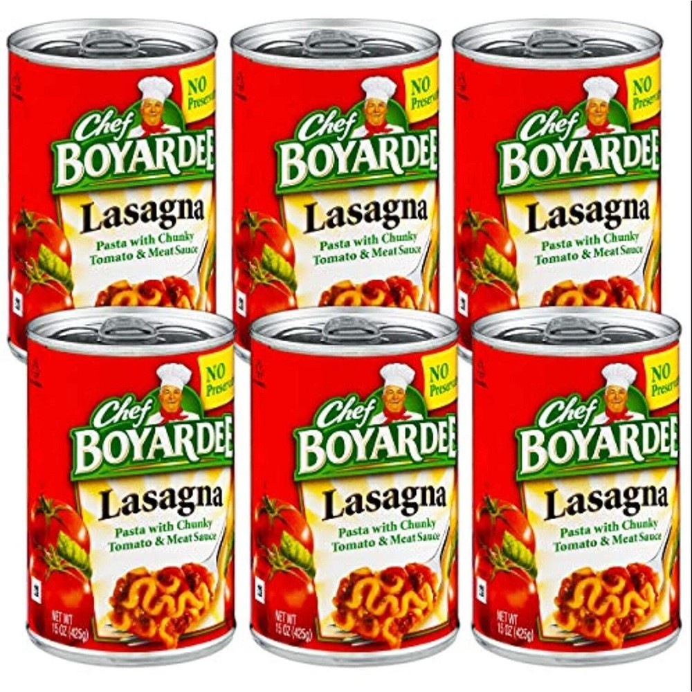 6 Pack Chef Boyardee Lasagna Pasta Chunky Tomato And Meat Sauce Canned 15 oz Can