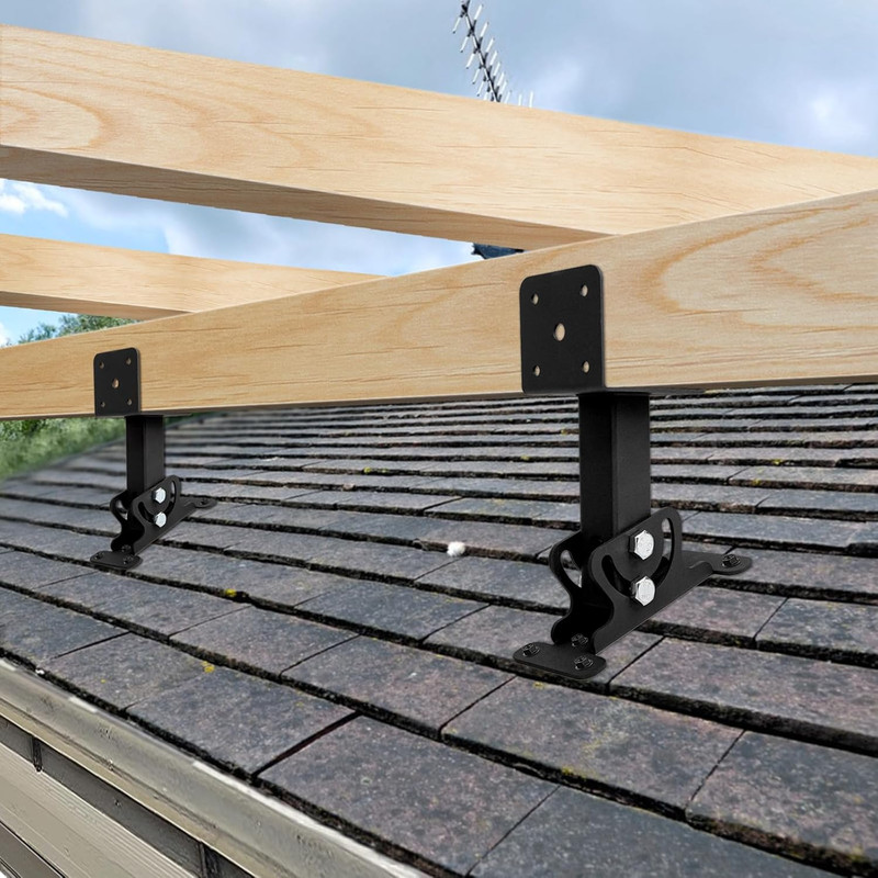 3PCS Roof Riser Brackets Kit - Adjustable Pergola Beam Brackets - Heavy Duty Mou gallery
