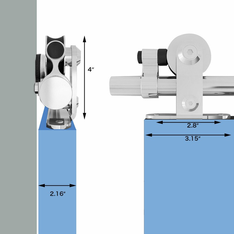 4FT-16FT Stailnless Steel Sliding Barn Door Hardware Top T Mount Hanger Kit gallery