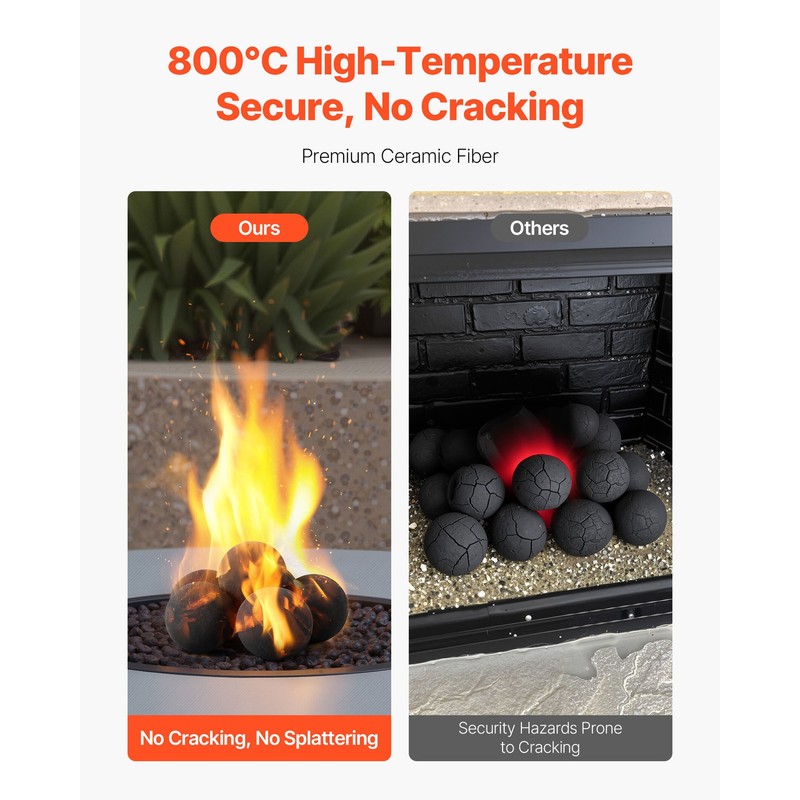 5 Inch 6 Pcs Ceramic Fire Balls Round Fire Stones Reusable Lava Rocks gallery