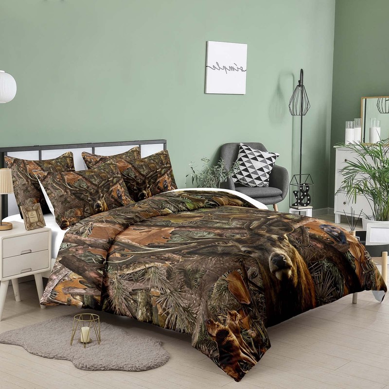NINENINE Camo Comforter Set, Queen Size Bedding Set for Boys, Hunting Bed Set... gallery