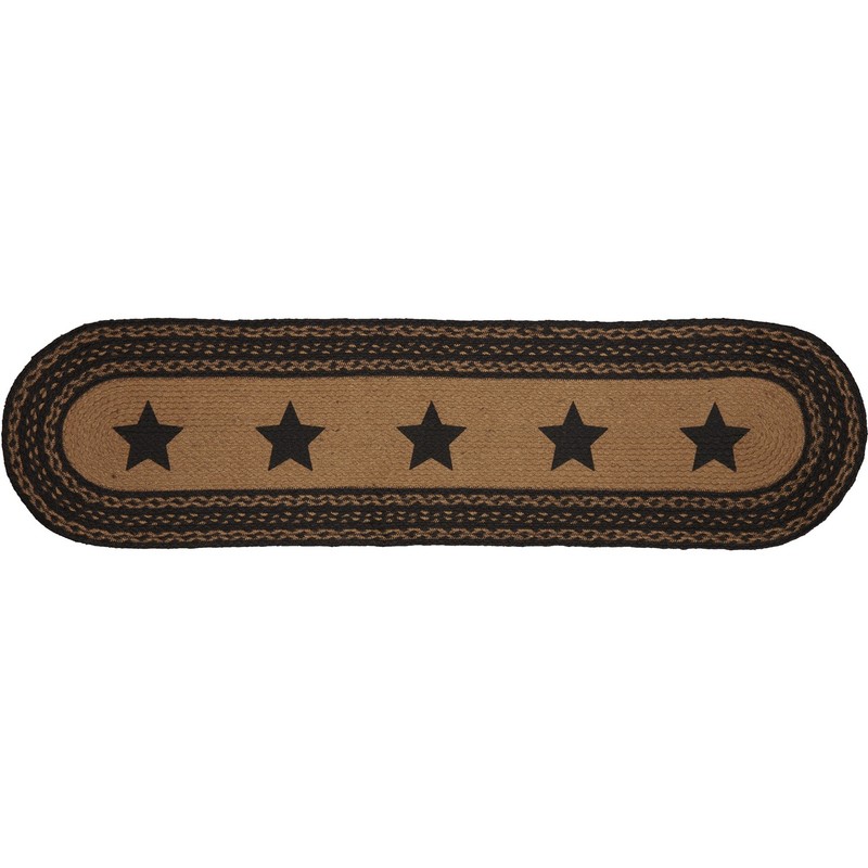Table Runner Farmhouse Jute Primitive 13x48 Oval Stars Kitchen Decor VHC Brands gallery