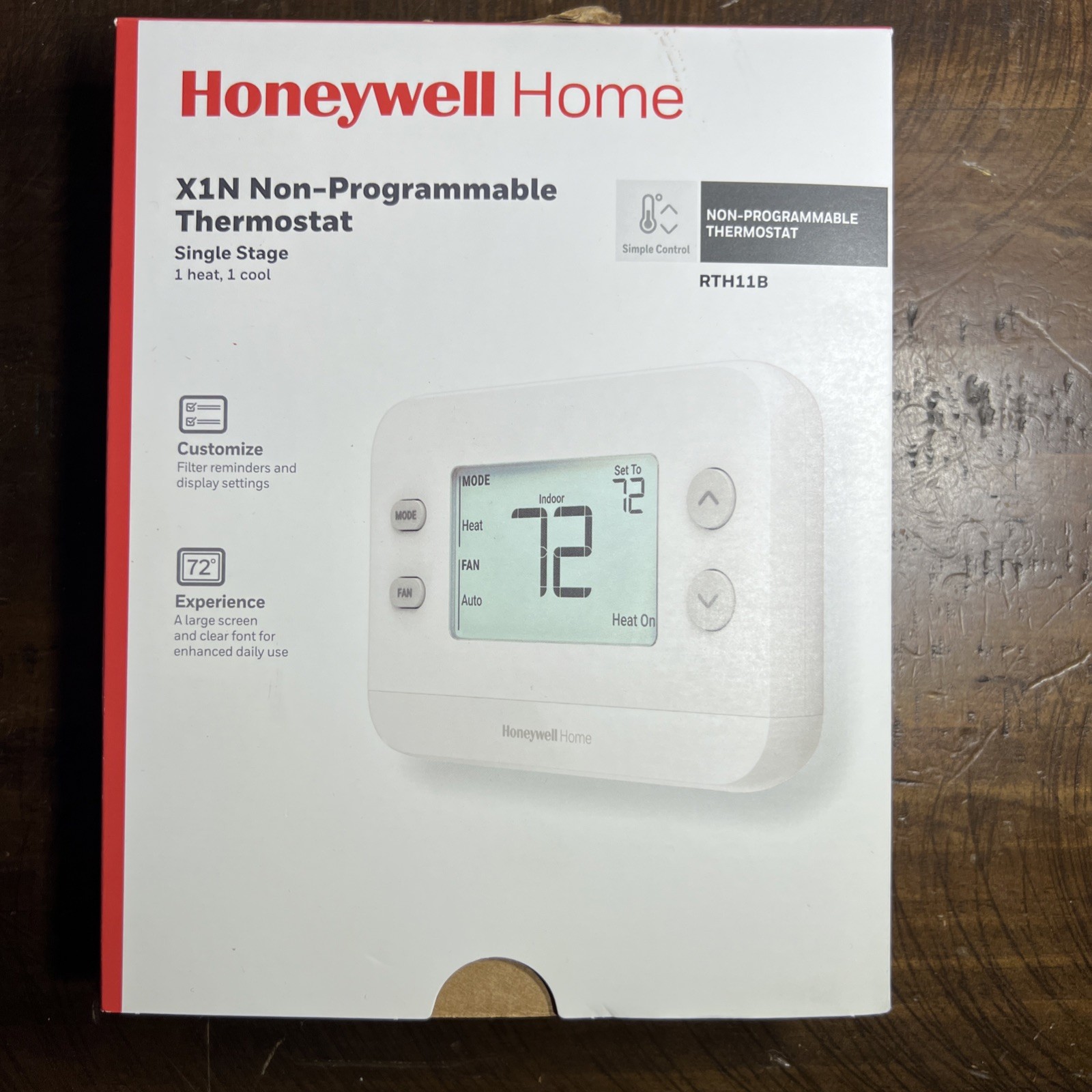 Honeywell Home X1N One-Stage Non-Programmable Thermostat Backlit Display RTH11B gallery