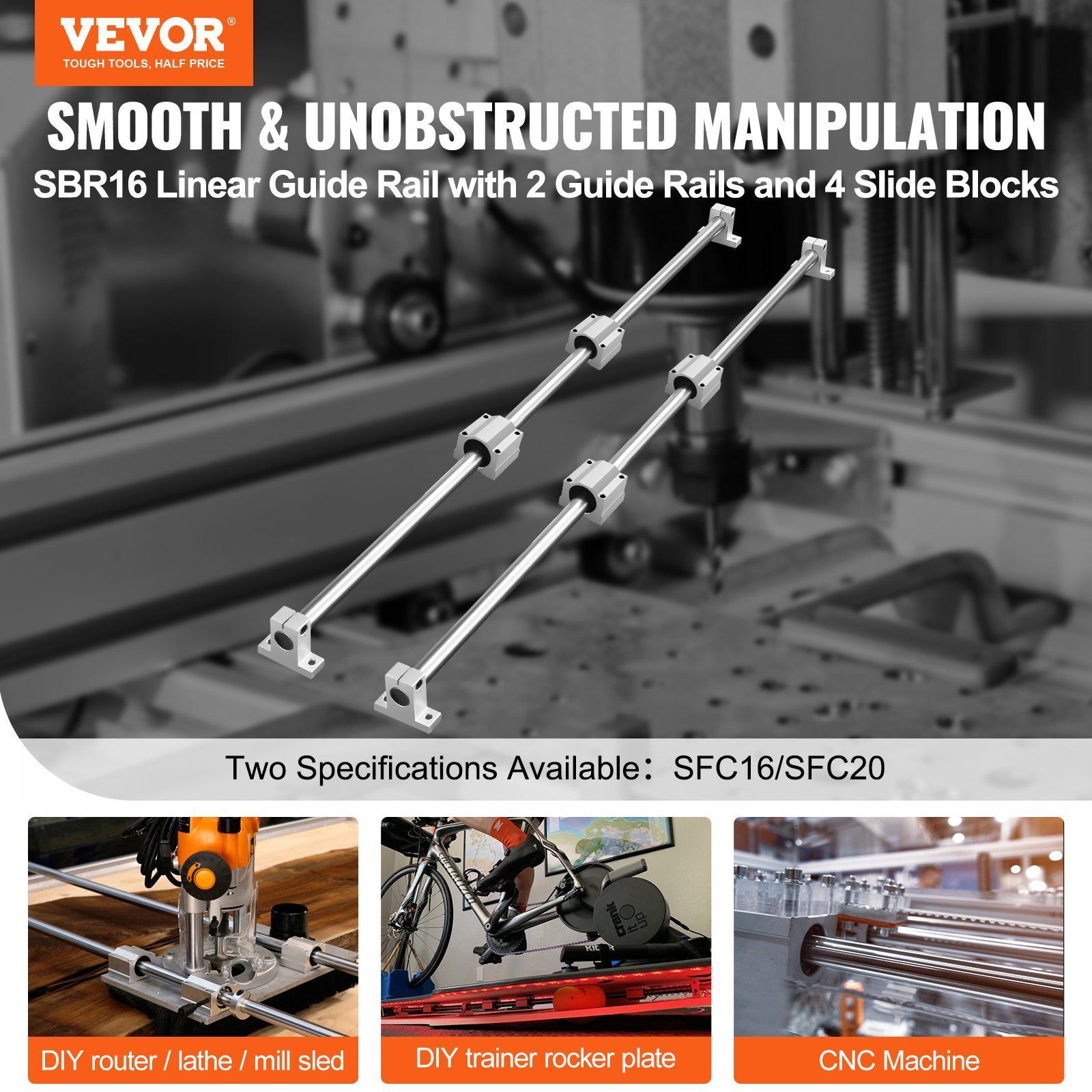 Linear Guide Rail Set includes 2 39.4" SFC16 4 SC16 Slide Blocks&4 Rail Supports gallery