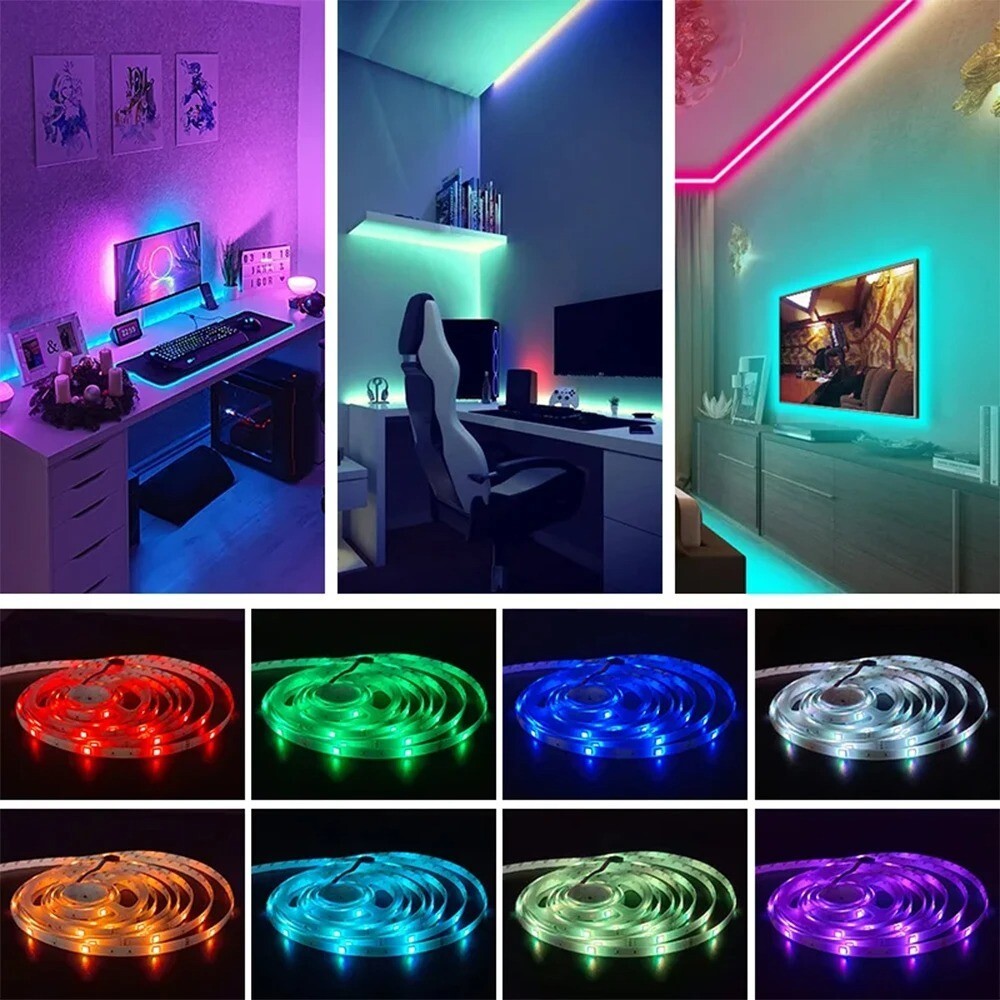 30Ft RGB LED Strip Lights Color Changing and Bluetooth Control for Bedroom Party gallery