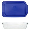 Pyrex 233-D 5Qt Glass Baking Dish and 233-PC 3qt Lagoon Blue Lid gallery