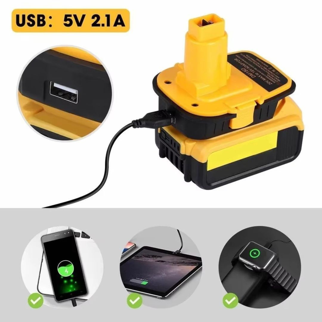 1 Pc Battery Adapter with USB Compatible with Dewalt 20V Battery,20V to 18V gallery