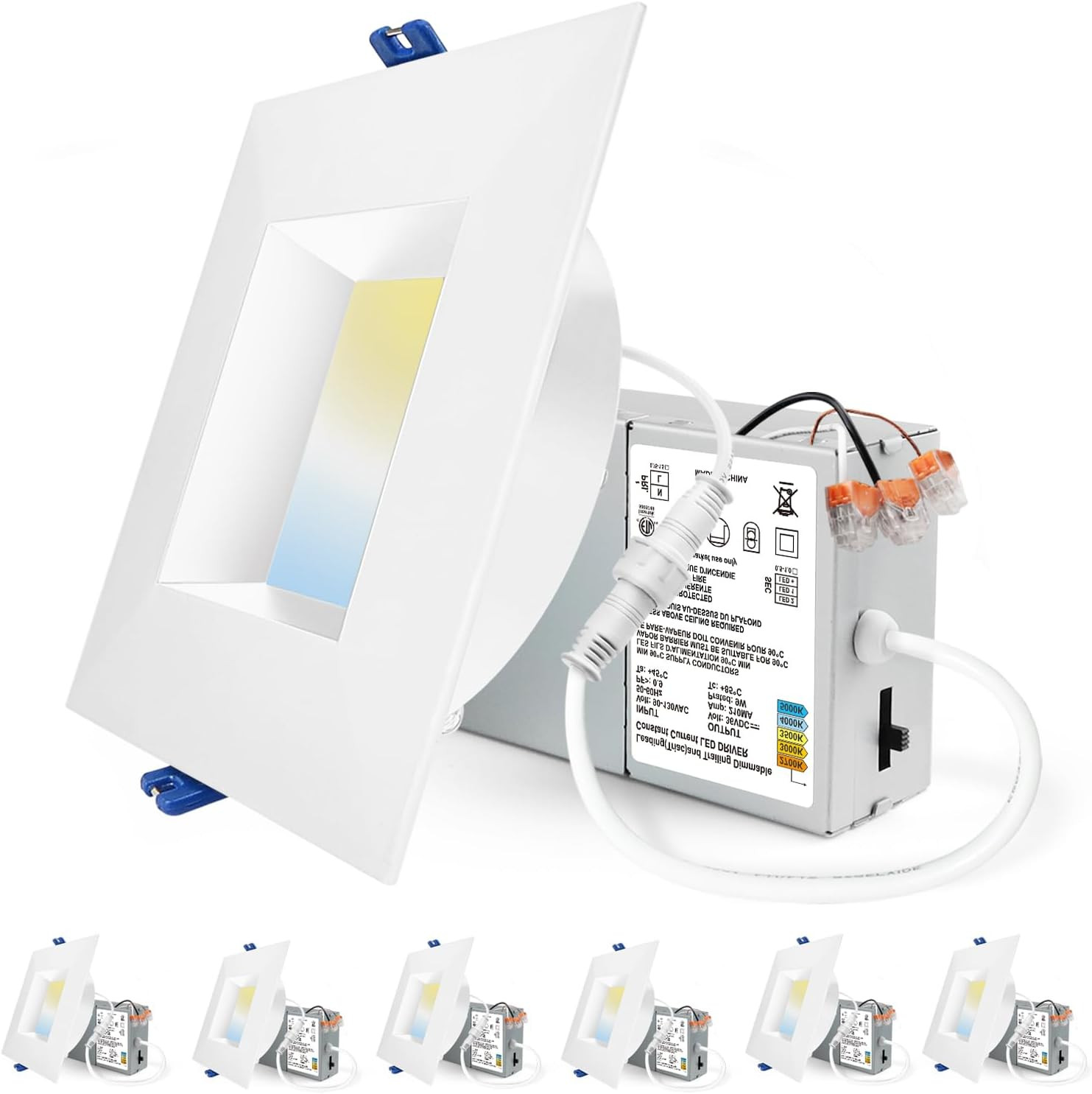 Dimmable 4" LED Downlight 12W 1080LM 5CCT Selectable - 6 Pack Square gallery