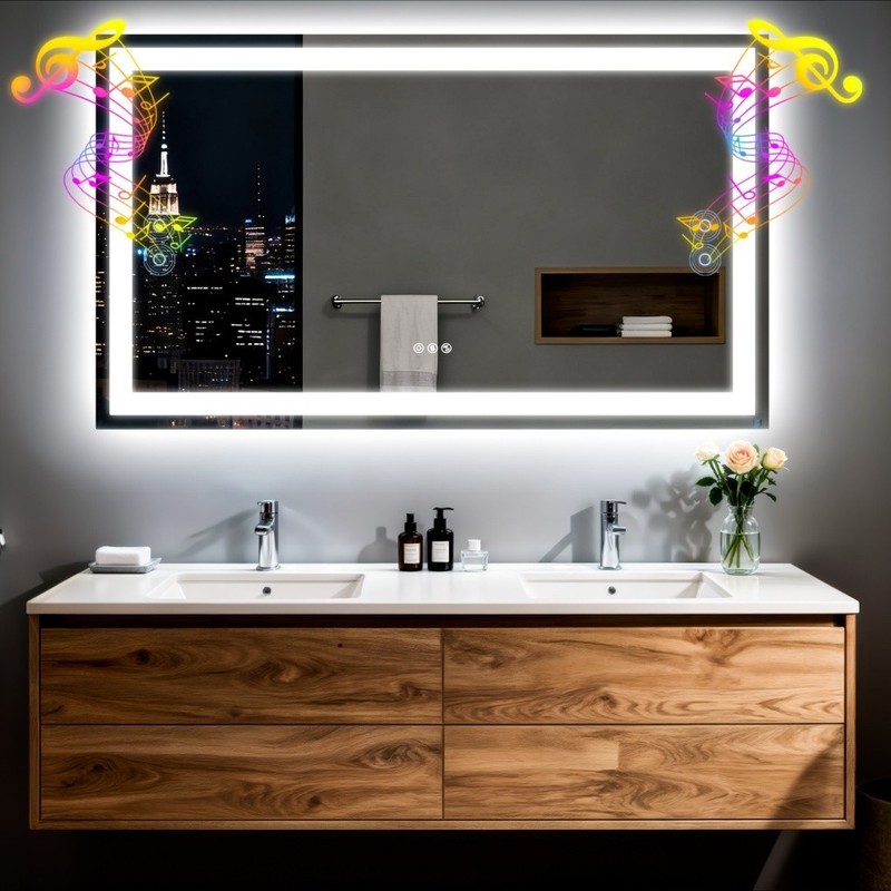 Oval/Round/Rectangle LED Lighted Bathroom Mirror Bluetooth Anti-fog Shatterproof gallery