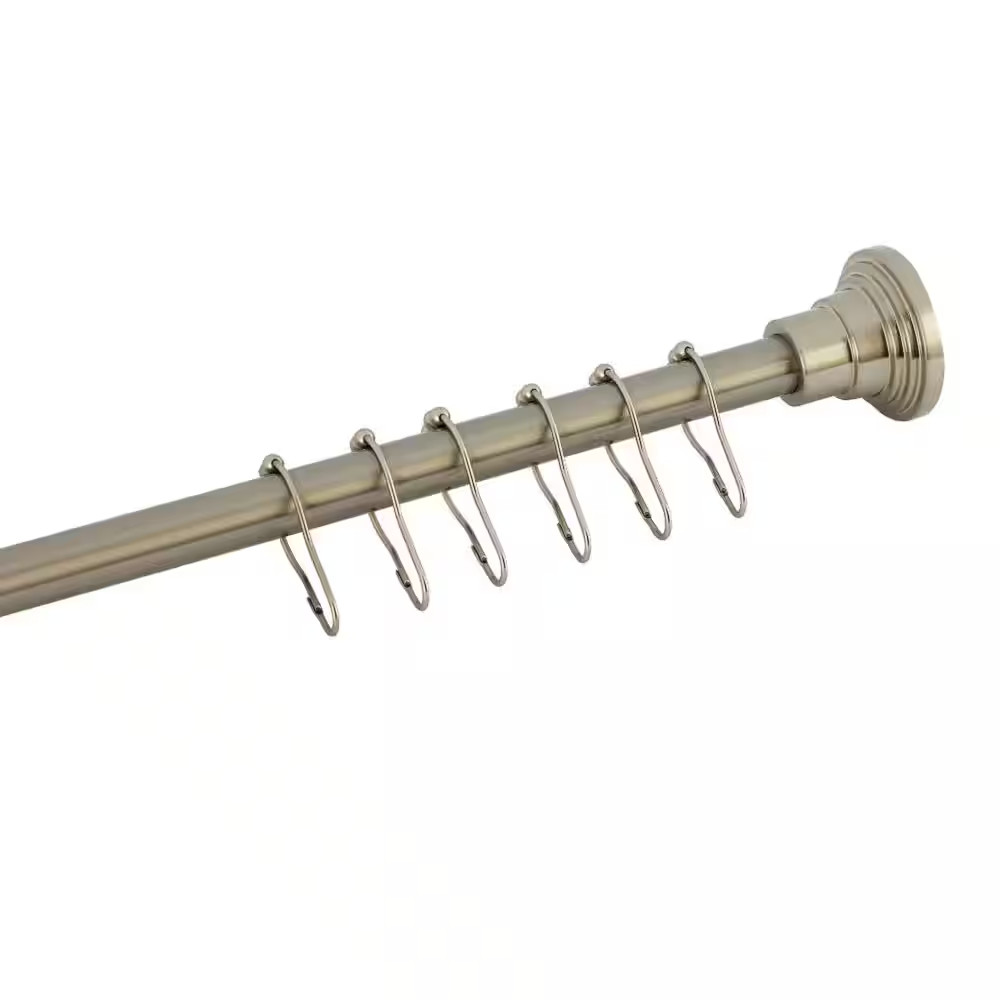 Edenscape 60 In. Adjustable Curved Shower Curtain Rod in Brushed Nickel gallery