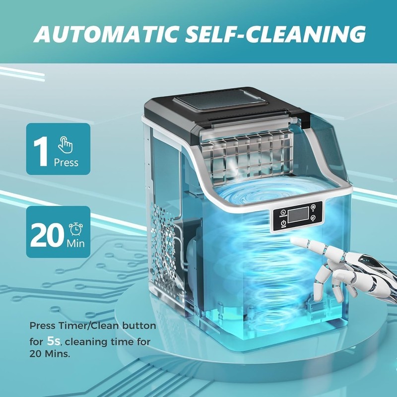 Ice Cube Maker Machine Countertop, 2 Ways to Add Water, 45Lbs/Day 24 Pcs gallery