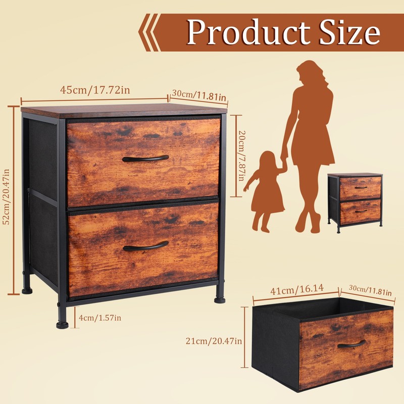 Nightstand End Table Side Table with 2 Fabric Drawers Bedside Table Bedroom New gallery