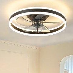 20″ Modern LED Ceiling Fan Lights Flush Mount Light kit With APP Remote Control