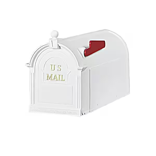 Ambrose White Post Mount Mailbox Large Plastic Residential Home Mail Box gallery