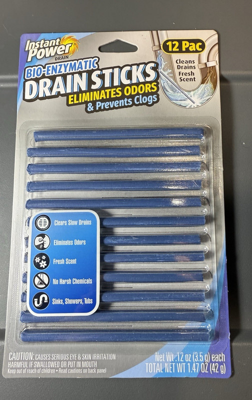 Instant Power Bio Enzymatic Drain Sticks 12 Pack Eliminate Odors & Prevent Clog gallery