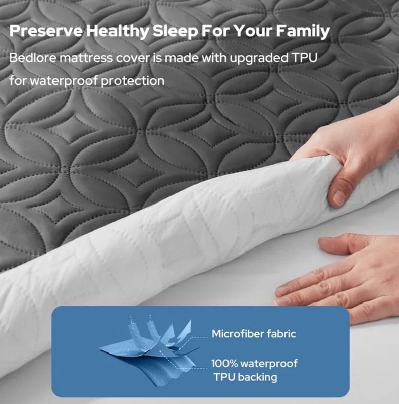 BEDLORE Waterproof Mattress Protector Queen Size Breathable Cover with Deep Pock gallery