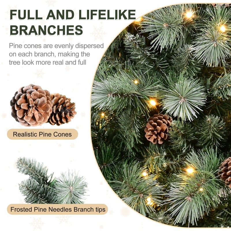 Artificial Christmas Tree Pinecone Xmas Frosted Tree Pre-Lit OR Unlit Multi Size gallery