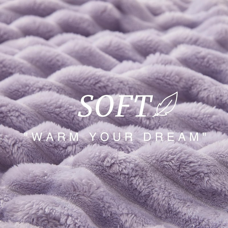 Fleece Throw Blanket for Couch or Bed - 3D Stripe Jacquard Decorative Blankets gallery
