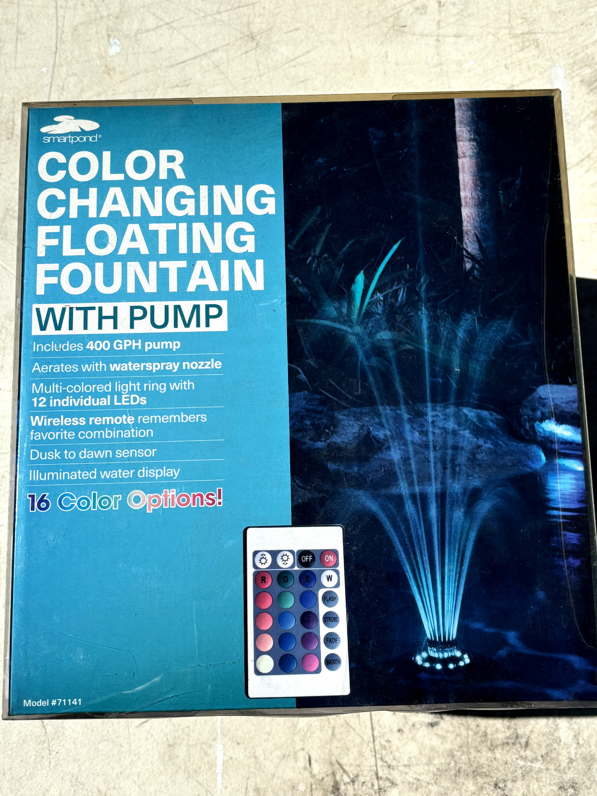Smartpond Black Pond Color Changing Lights Floating Fountain with Pump 400 GPH gallery