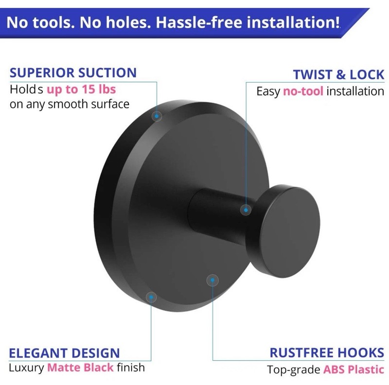 HOME SO Suction Cup Hooks for Shower, Bathroom, Kitchen, Glass Door, Mirror, gallery