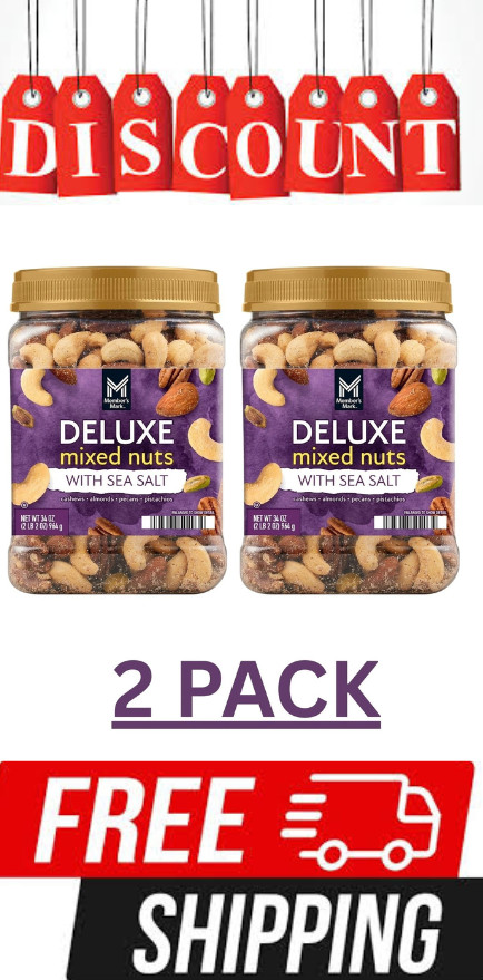 2 PACK - Member's Mark Lightly Salted Deluxe Mixed Nuts 34oz. (Total 68 oz.) gallery