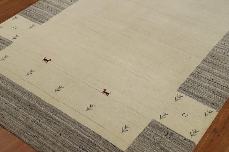 Bordered Stylish and Versatile Gabbeh Bedroom Rug Handmade Wool 5x6 ft gallery