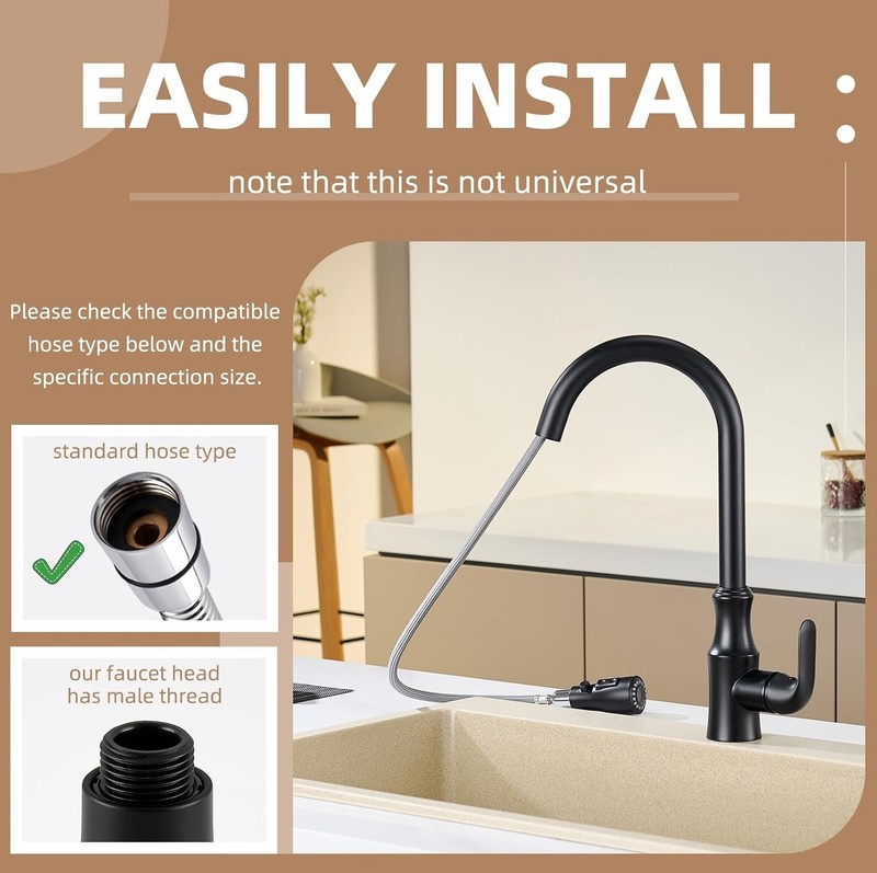 Kitchen Sink Sprayer, Pause Mode, Matte Black gallery