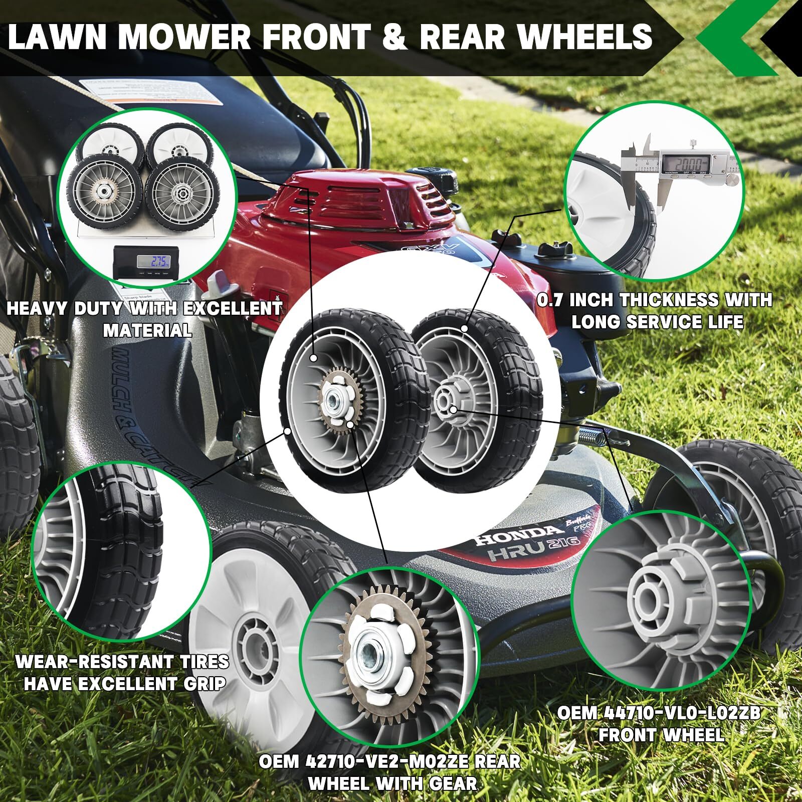 Lawn Mower Wheel Kit 4 Pack for Honda HRR216 HRS216 HRT216 Replacement gallery