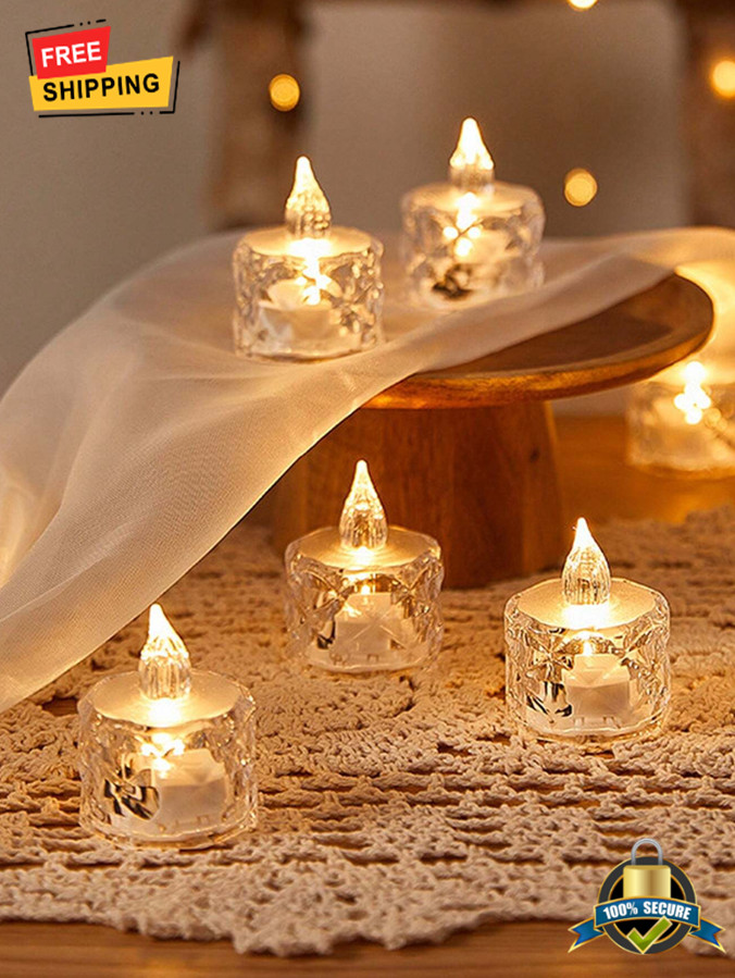 5 pcs LED Flameless Rose Pattern Tea Light Candle for Christmas, Home Decor gallery