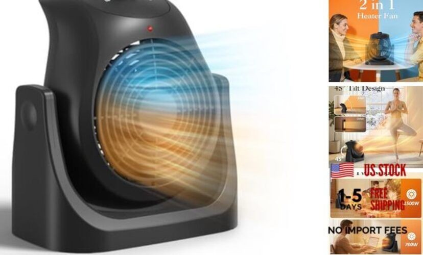 2 in 1 Heater Fan Combo, Portable Space Heater Cooling Desk Fan, Air gallery