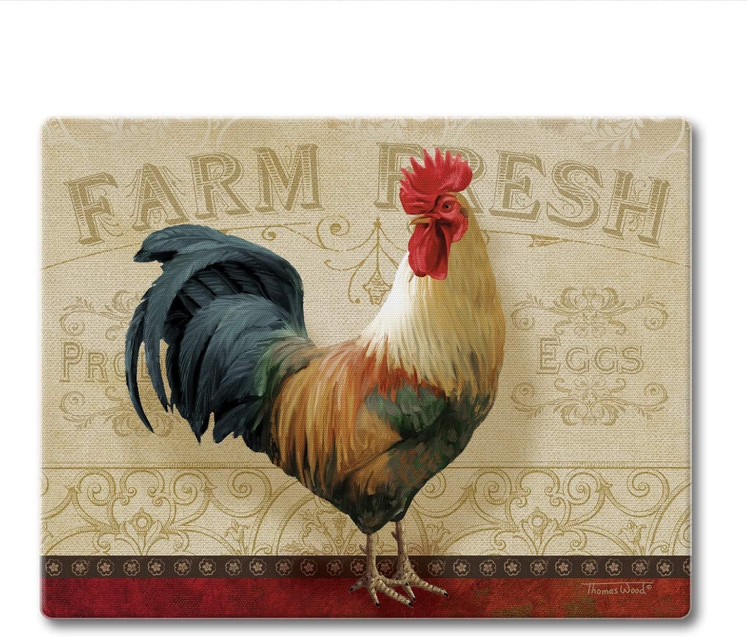 CounterArt Farm Fresh Rooster 3mm Tempered Glass Cutting Board 10” x 8” gallery