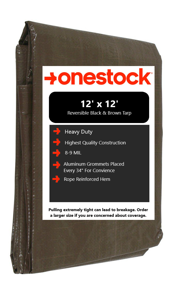 12' x 12' Multipurpose Waterproof Brown Poly Tarp Tarpaulin Cover With Grommets gallery
