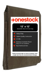 12′ x 12′ Multipurpose Waterproof Brown Poly Tarp Tarpaulin Cover With Grommets
