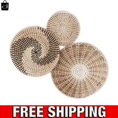 Unique Handmade Seagrass Wall Baskets – Decorative Trays Set of 3 for All Rooms