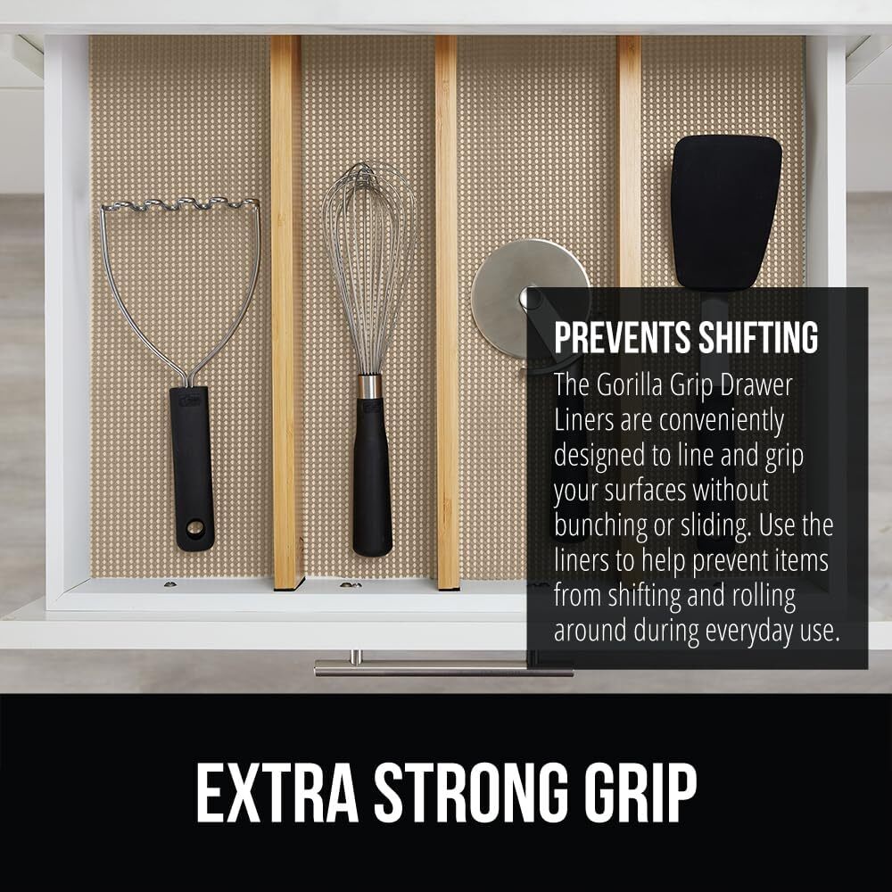 Gorilla Grip powerGRIP Drawer Shelf and Cabinet Liner, 12"W x 20"L, Beige gallery