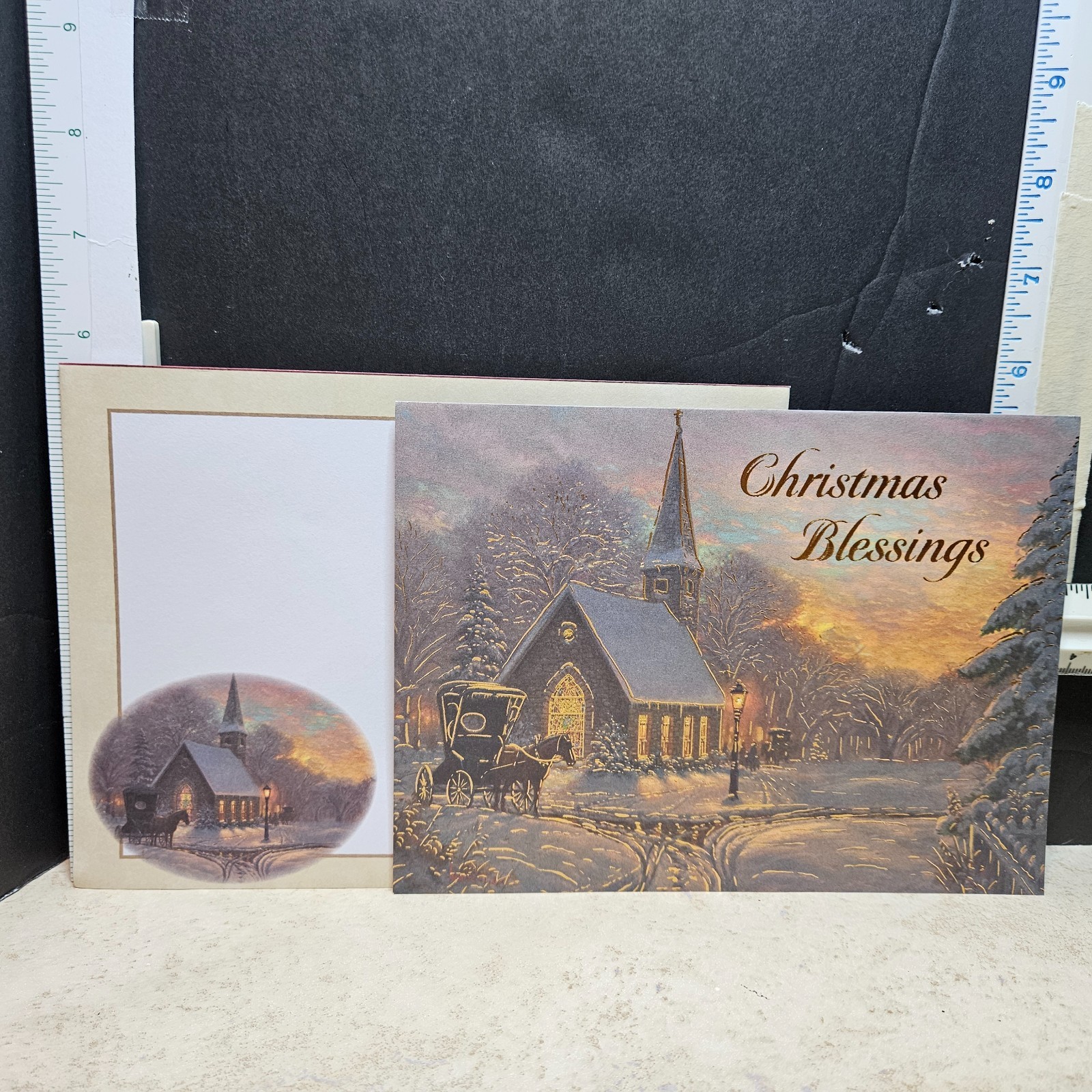 CHRISTMAS BLESSINGS Christmas Card & Envelope 7.5" x 5.5" Church Scene gallery