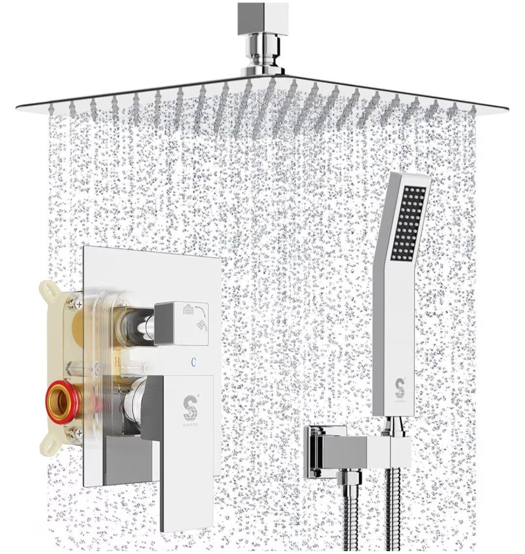 SR SUN RISE 10" Chrome Rain Shower System — Wall Mounted Rainfall Shower New gallery