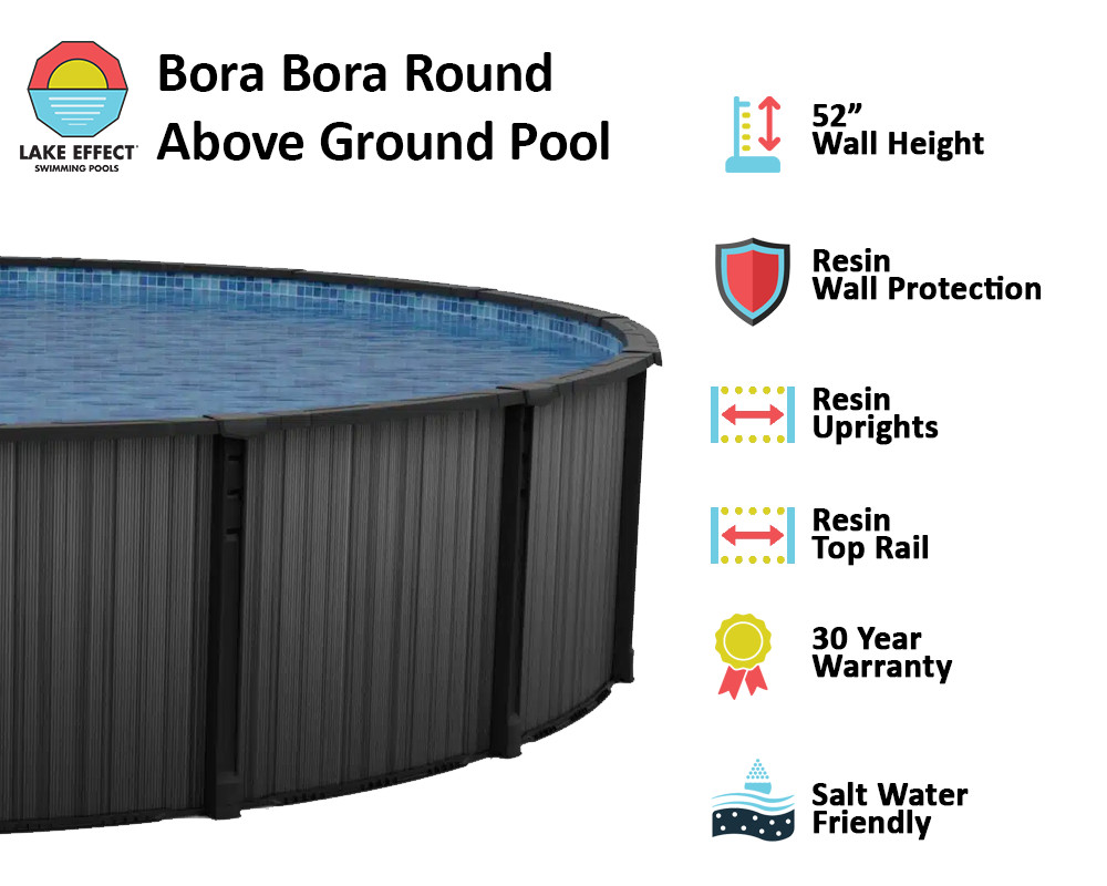 Lake Effect Bora Bora Above Ground Swimming Pool 52" Wall w/ Liner and Skimmer gallery