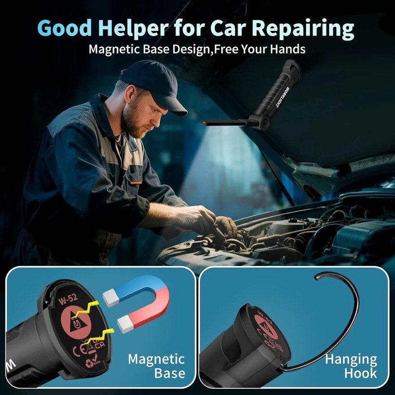 2PCS Work Light Rechargeable LED Magnetic COB Inspection Torch, Type-C Cordless gallery