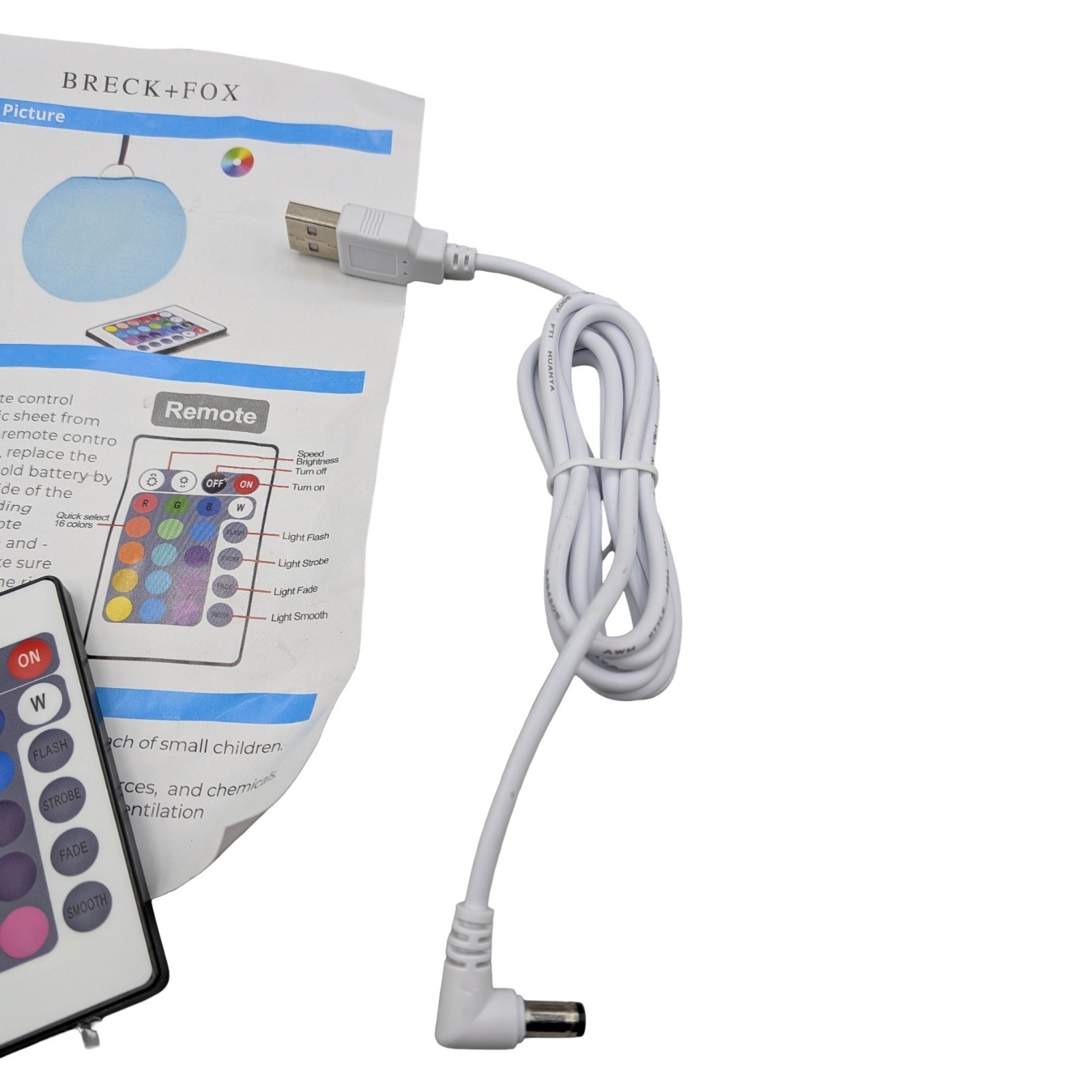 Breck + Fox RGB LED Light Replacement Remote Control and USB Power Cable Set gallery