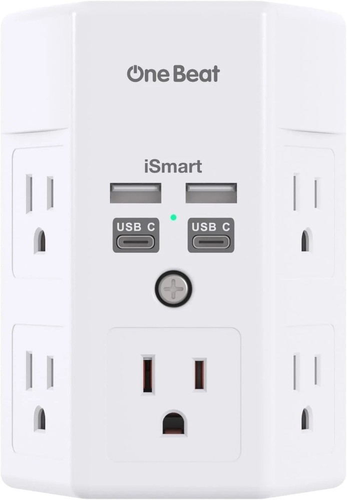 Multi Plug Outlet Surge Protector - POWSAF 5 Outlet Extender with 4 USB Ports(2