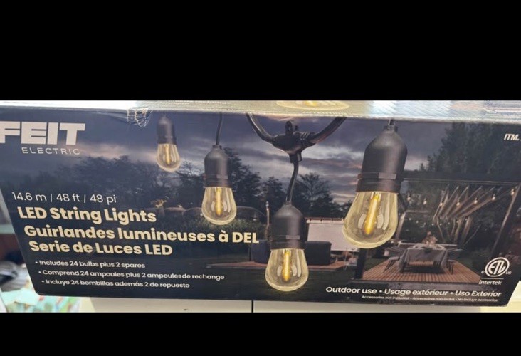 Feit Electric 48 ft LED String Lights - Indoor and Outdoor, 24 Bulbs, Waterproof gallery