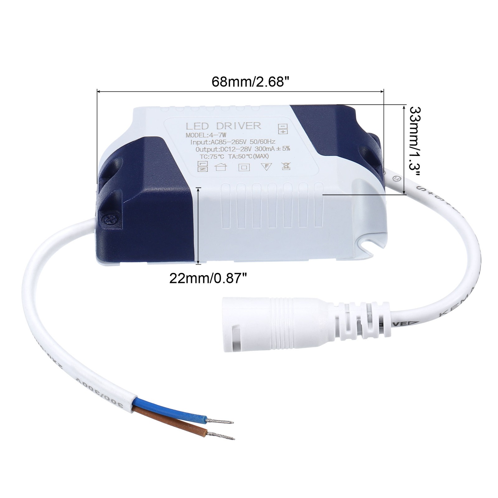4 x 4-7W 300mA LED Driver AC 85-265V Output 12-28V DC Female Connector gallery