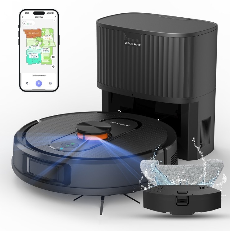 Bagotte Robot BL20 Pro Robot Vacuum and Mop Robotic Vacuum with Mapping, Self-E gallery