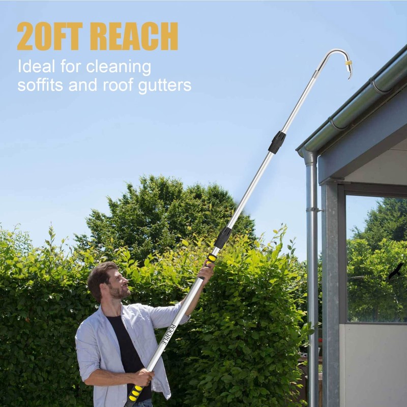 20FT Telescoping Gutter Cleaning Tool, 360° Metal Head, Hose Attachment, Easy Re gallery