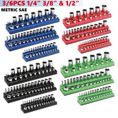 Magnetic Socket Organizer Storage Holder Set 1/4″ 3/8″ & 1/2″Drive Metric Or SAE