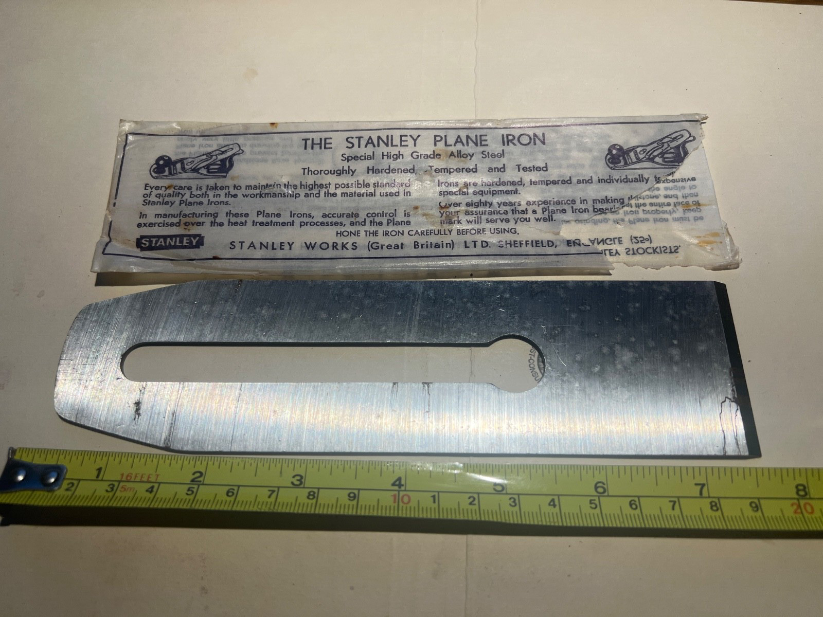 Stanley Bailey 2 inch single plane iron NOS See other photo for plane fitment gallery