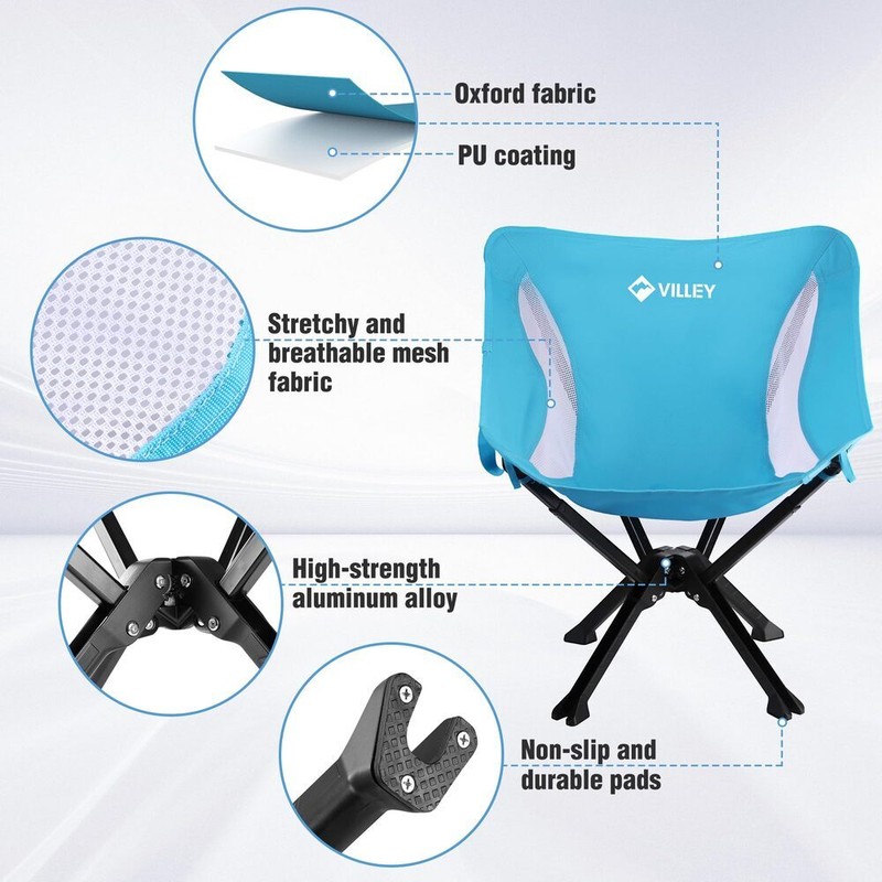 VILLEY 2-Pack Portable Folding Camping Chair 330LBS Load No Assembly Quick Setup gallery