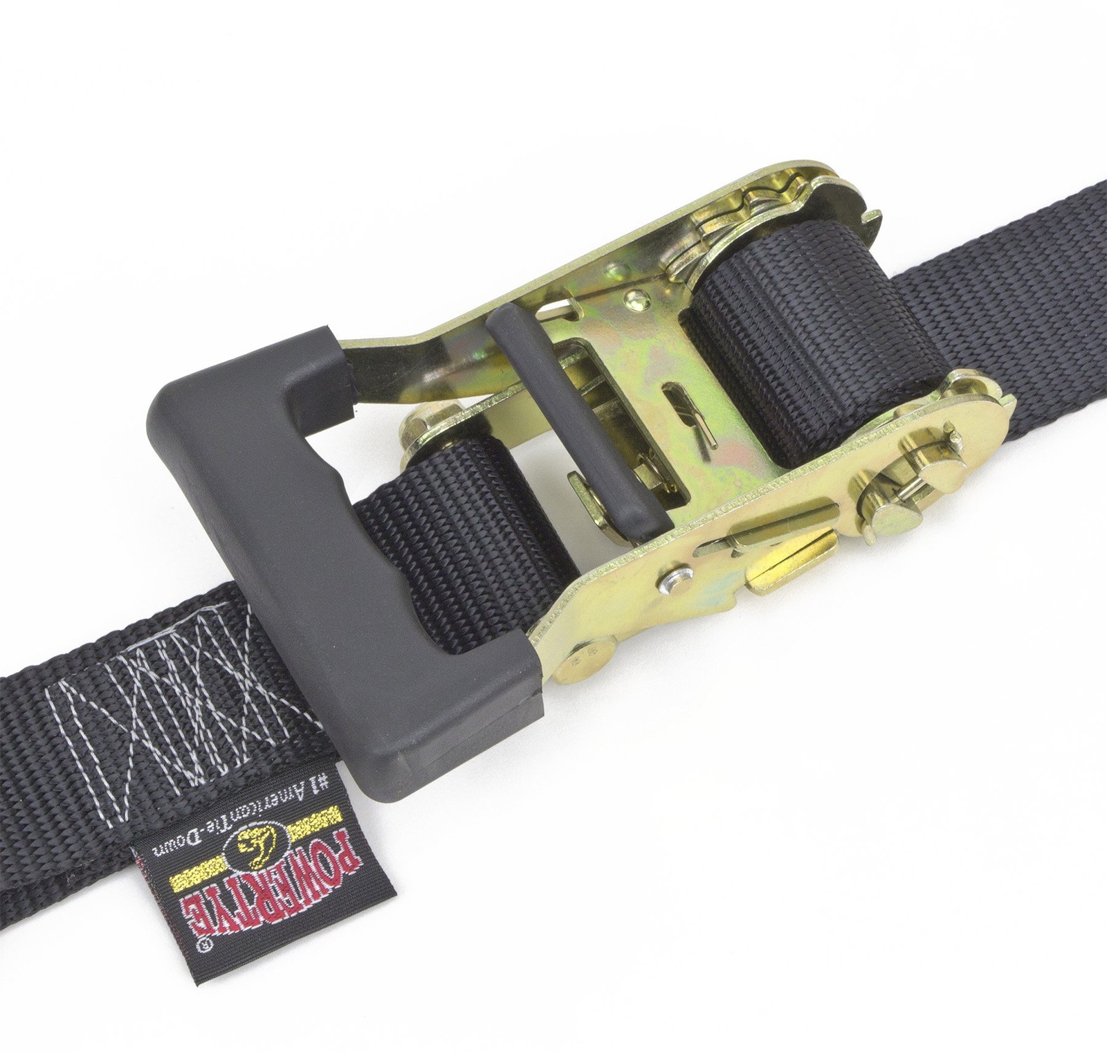 PowerTye 1.5in x 7ft Rubber Handle Ratchet Straps with SHEEPTEX 7ft, Black gallery